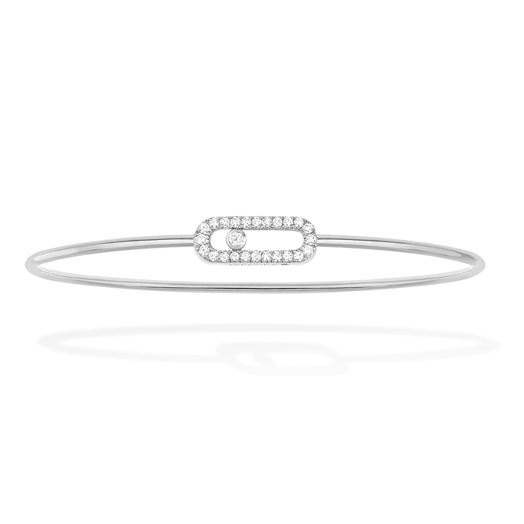 Natural titanium and white diamond bangle bracelet Move